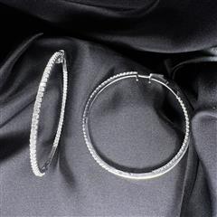 14K WHITE GOLD 2CTW DIAMOND INSIDE-OUT HOOP EARRINGS